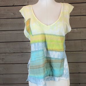 NWOT Custo Barcelona Yellow Patchwork Blouse